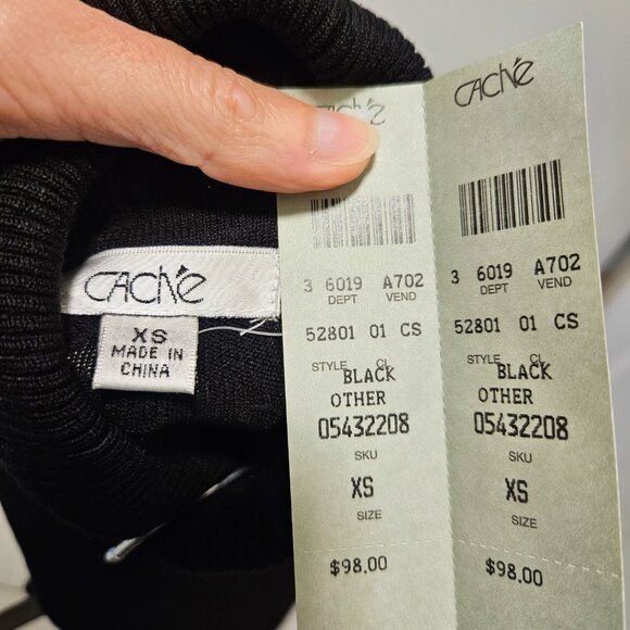 Cache Cold Shoulder Black Turtleneck Sweater - NEW - Picture 4 of 5